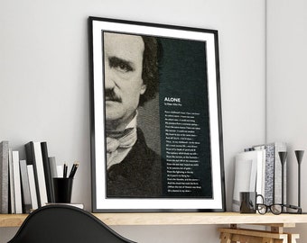 Edgar Allan Poe Poem - Alone - Poster Original Art Print Photo - Allen Poetry Loneliness Despair Depression