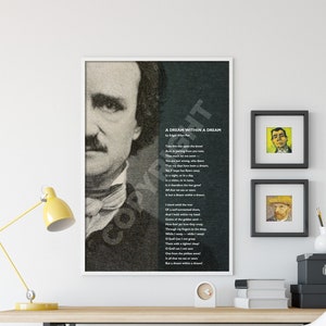 Edgar Allan Poe Poem - A Dream Within a Dream - Poster Original Art Print Photo - Allen Poetry Consciousness