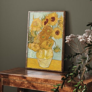 Vincent Van Gogh - The Sunflowers 2 (1888) - Art Print Painting Poster Gift Photo Quote Wall Home Decor Famous Flowers in Vase Yellow Orange