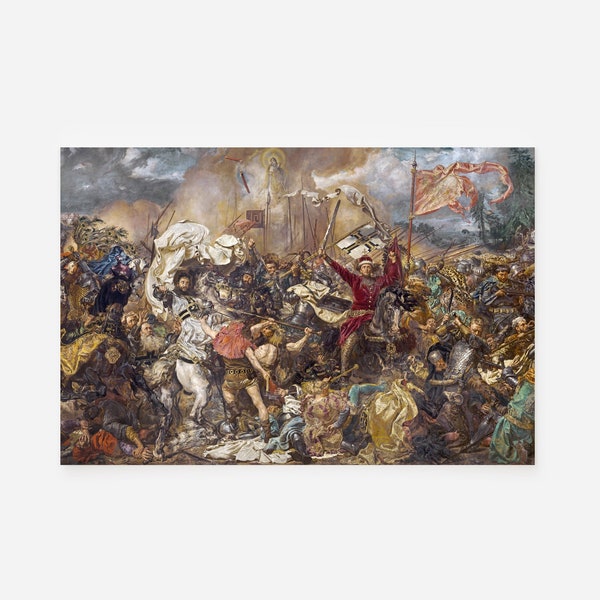 Jan Matejko - Battle of Grunwald (1878) - Classic Painting Photo Poster Print Art Gift Wall Home Decor Museum Giclée - War Military Seige