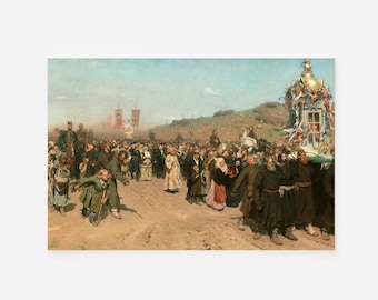 Ilya Repin - Religious Procession in Kursk Province (1883) - Classic Painting Photo Poster Print Art Gift Home Wall Decor - Russia Russian