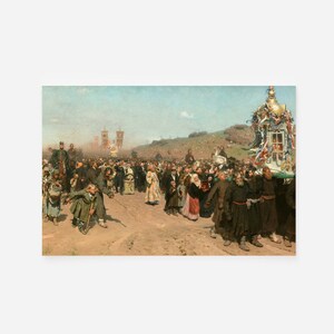 Ilya Repin - Religious Procession in Kursk Province (1883) - Classic Painting Photo Poster Print Art Gift Home Wall Decor - Russia Russian
