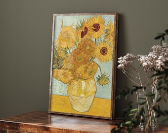 Vincent Van Gogh - The Sunflowers 2 (1888) - Art Print Painting Poster Gift Photo Quote Wall Home Decor Famous Flowers in Vase Yellow Orange