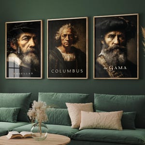 Explorers Age of Discovery - Set of Three Movie Posters of History - 3 Art Prints Photo Painting Ferdinand Magellan, Christopher Columbus