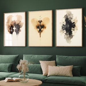 Rorschach Inkblot Splats Set of Three Art Prints - 3 Psychology Student Paintings - Photo Poster Wall Art Gift Giclée Museum - Office Splatt