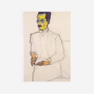 Egon Schiele - Portrait of a Gentleman (1910) - Classic Painting Photo Poster Print Art Gift Wall Home Decor