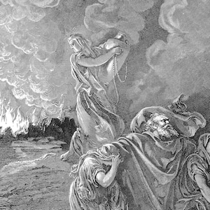 Gustave Dore - Lot Flees as Sodom and Gomorrah Burn (1866) - Drawing Photo Poster Print Art Gift Home Museum Gallery Giclee Bible #CLOSEXP