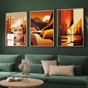 Peintures abstraites des Cornouailles - lot de trois impressions d'art d'automne - affiches de Padstow, Fowey et Port Isaac - décoration automnale - lot de 3 #ATTEMPT2
