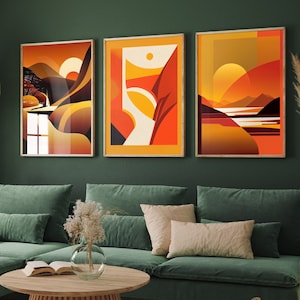 Fowey, Cornouailles automne abstrait - lot de trois impressions d'art - affiches de la ville du sud de l'Angleterre - décoration automnale - lot de 3 V2 # TENTATIVE2