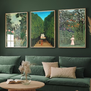 Set of Three Henri Rousseau Prints - 3 Botanical Paintings - Photo Poster Wall Art Gift Giclée Museum Quality The Avenue in the Park Jungle