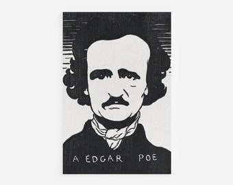 Felix Vallotton - Portrait of Edgar Allan Poe (1894) - Classic Painting Photo Poster Print Art Gift - Woodcut of Edger Allen Pow