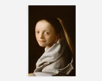 Johannes Vermeer - Study of a Young Woman (1667) - Classic Painting Photo Poster Print Art Gift Home Wall Decor