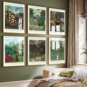 Set of Six Henri Rousseau Prints 6 Botanical Paintings Photo Poster Wall Art Gift Giclée Museum Quality Illustration The Dream Plants image 1