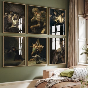 Set of Six Francisco Goya Prints - 6 Classic Paintings - Photo Poster Wall Art Gift Giclée Museum Quality - Saturn Devouring his Son