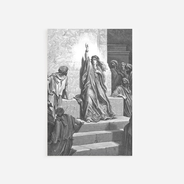 Gustave Dore - Deborah Praises Jael (1866) - Classic Drawing Photo Poster Print Art Gift Home - Christian Bible Christianity Catholic