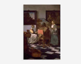 Johannes Vermeer - The Concert (1666) - Classic Painting Photo Poster Print Art Gift Home Wall Decor - Music Musicians Playing Classical