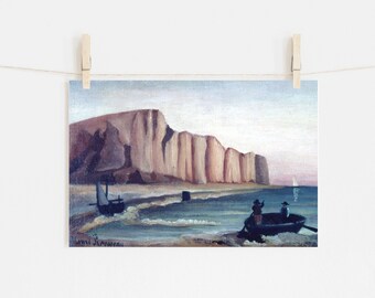 Henri Rousseau - La Falaise (1890) - Classic Painting Photo Poster Print Art Gift Wall Home Decor - Henry, France, Cliffs, Beach