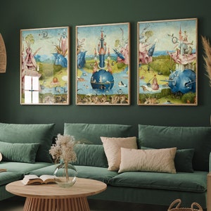 Hieronymus Bosch Set of Three Prints - The Garden of Earthly Delights Triptych - 3 Paintings Photo Poster Wall Art Gift Giclée Heaven #L2