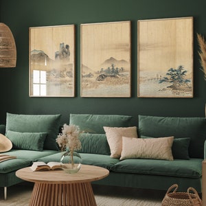 Set of Three Japanese Landscape Prints - Ukiyo-e  Vintage Triptych - 3 Paintings Photo Poster Wall Art Gift Giclée Museum Gallery Japan