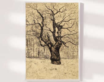 Edvard Munch - The Oak (1903) - Painting Photo Poster Print Art Museum Quality Giclee Wall Décor - Edward Tree Forest Spooky Winter