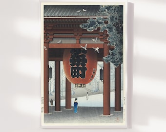 Tsuchiya Koitsu - The Great Lantern at Asakusa Temple (1934) - Classic Painting Photo Poster Print Art Gift Japan Japanese ukiyo-e Huge