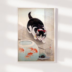小原古邨（祥邨）｢金魚鉢と猫｣ | 山田書店美術部オンラインストア
