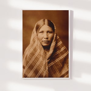 Edward Curtis - Nespelem Woman (1911) - Vintage Photograph, Photo, Poster, Print, Art Gift, Decor - Native Indian Colville American