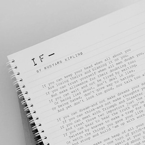 Rudyard Kipling Poem - If - The Notebook - Poster Original Art Print Photo Wall Home Decor - Poem for Boys, Motivation #ATTEMPT2