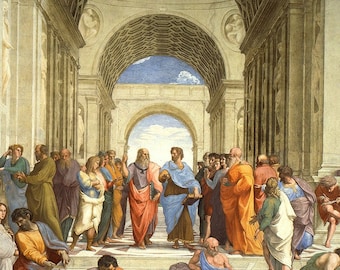 ラファエロ - アテネの学堂（1511年） - クラシック絵画 写真 ポスター