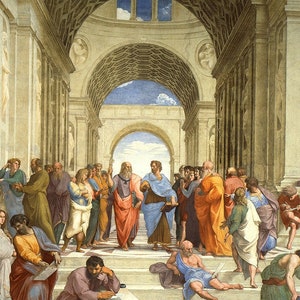 Raphael - The School of Athens (1511) - Classic Painting Photo Poster Print Art Gift Wall Home Decor #CLOSEXP