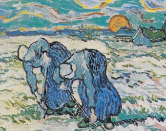 フィンセント・ファン・ゴッホ - 雪に覆われた畑で耕作する二人の農婦