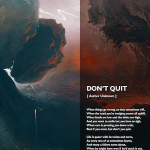 Don&#39;t Quit Poem - Heaven & Hell - Art Print Poster Gift Photo Quote Wall Home Decor Motivation Motivational Inspiration #ATTEMPT2