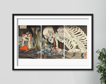 NEW Fine Art Print Takiyasha Witch Skeleton UTAGAWA KUNIYOSHI Japanese Woodcut