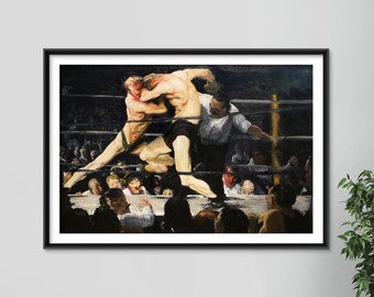 BOXER BOXING FIGHT RING GEORGE BELLOWS PAINTING REAL CANVAS GICLEE ART PRINT