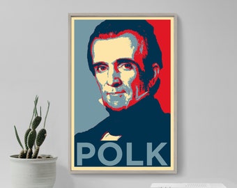1965 original. James Polk President USA 7 x 10 portrait book page image