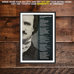 Edgar Allan Poe Poem - The Conqueror Worm - Poster Original Art Print Photo - Allen Ligeia Human Mortality Poetry