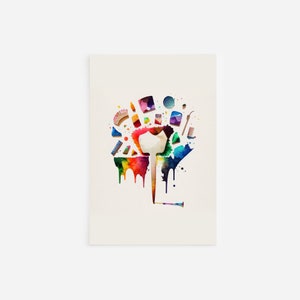 Watercolour Silhouettes - Dental Objects - Art Print Poster Painting - Museum Quality Giclee Home Wall Décor