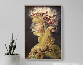 Giuseppe Arcimboldo - Four Elements / Fire (1566) - Painting Photo Poster Print Art Home Wall Decor Giclée - Face Made Up Of Different Items