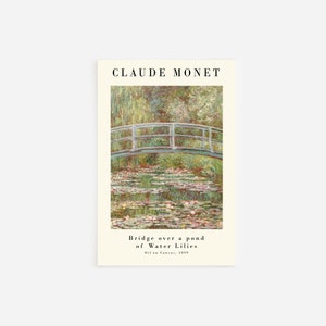 Claude Monet - Bridge Over A Pond of Water Lilies (Gallery, 1899) - Art Print Poster Painting - Museum Quality Giclee Home Wall Décor