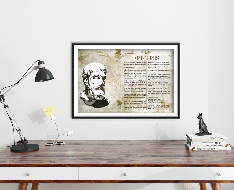 The Wisdom of Epicurus - Original Art Print Featuring His Greatest Quotes - Photo Poster Gift Poet Philosophy Greek Philosopher image 2