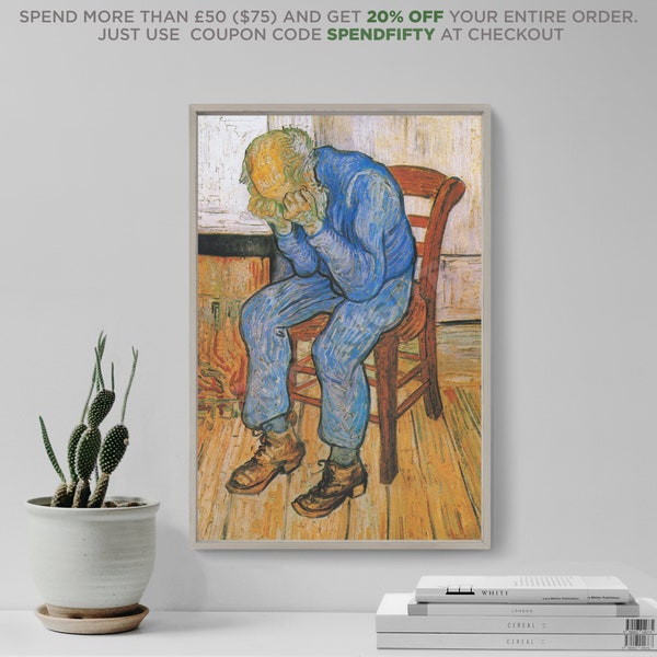 Vincent Van Gogh - At Eternity's Gate / Sorrowing Old Man (1890) - Art Print Painting Poster Gift Photo Quote Wall Home Decor Depression