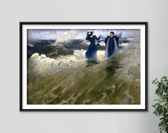 Ilya Repin - What Freedom (1903) - Classic Painting Photo Poster Print Art Gift Home Wall Decor - Caught in Waves Wearing Posh Clothes