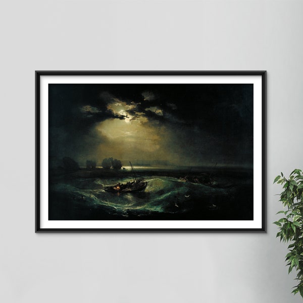 William Turner - Fishermen at Sea (1796) - Painting Photo Poster Print Art Gift - J. M. W. Turner Joseph Mallord, Night Fishing Moonlight