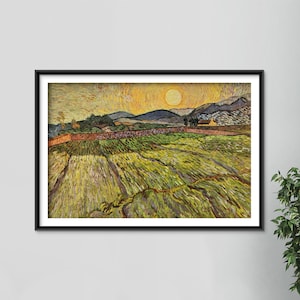 Vincent Van Gogh - Enclosed Field with Rising Sun (1889) - Classic Painting Photo Poster Print Art Gift Wall Home Decor