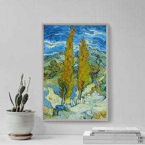Vincent Van Gogh - Poplars at Saint Remy (1889) - Art Print Painting Poster Wall Decor - Goff Swirling Trees