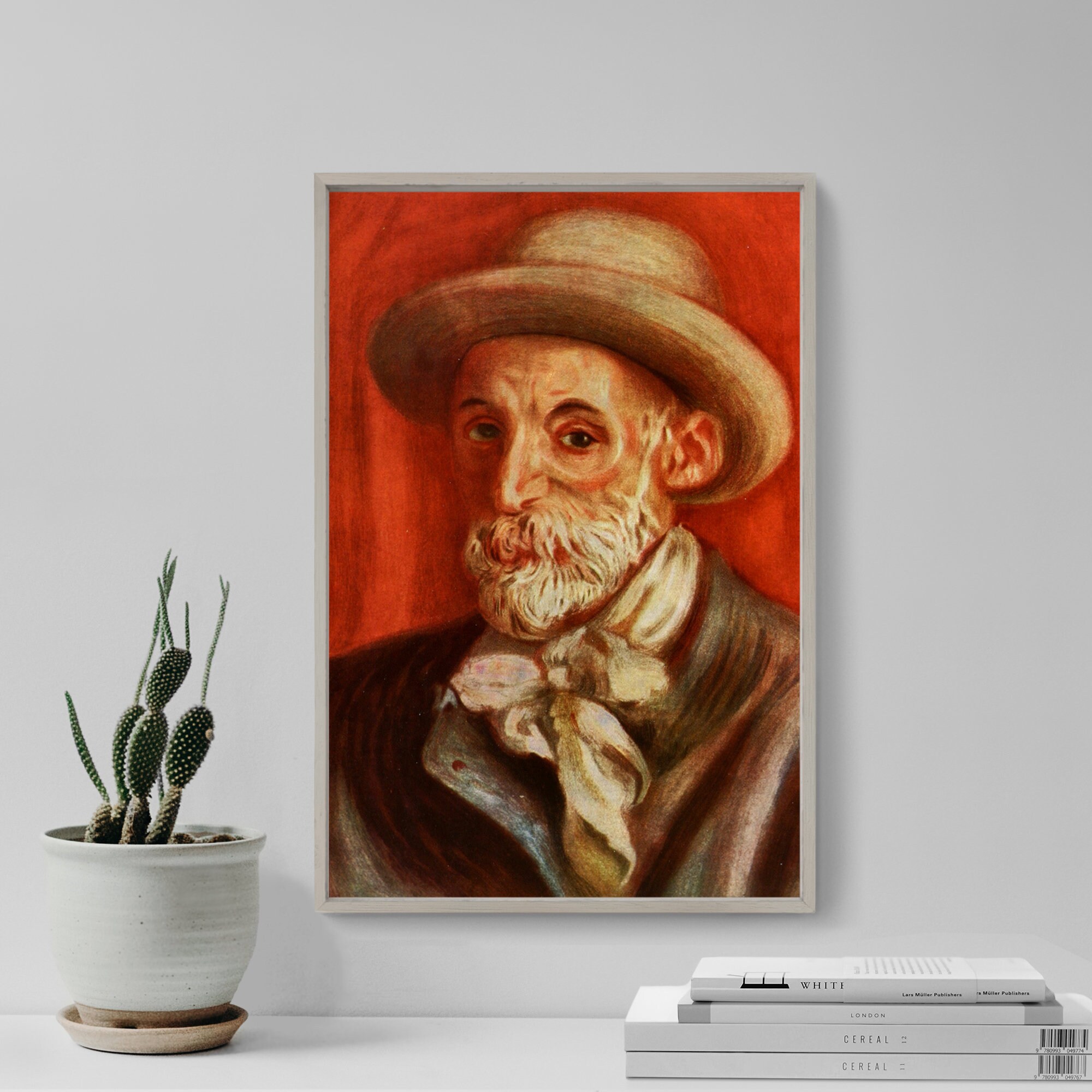 Pierre-Auguste Renoir - Self Portrait (1910) - Giclee Art Print Painting Photo Poster Museum Fine Gift Home Wall Décor - Man in Hat