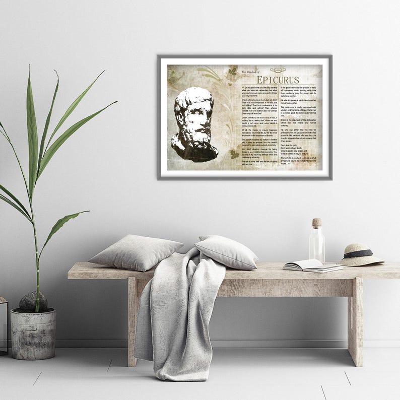 The Wisdom of Epicurus - Original Art Print Featuring His Greatest Quotes - Photo Poster Gift Poet Philosophy Greek Philosopher image 4