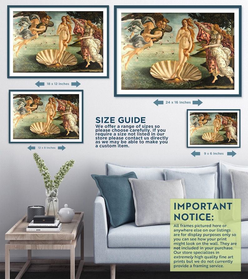 Sandro Botticelli - The Birth of Venus (1484) - Reproduction of a Classic Painting - Photo Poster Print Art Gift image 5