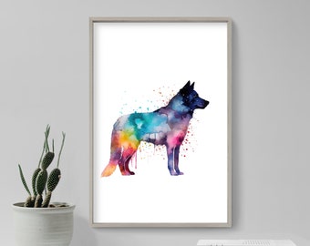 Watercolour Animal Eskimo Dog - Art Print Poster Painting - Museum Quality Giclee Home Wall Décor