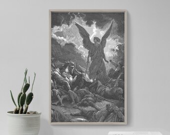 1800年代 ギュスターヴ・ドレ作 神曲 木版画「堕天使」サイン入り 特注
